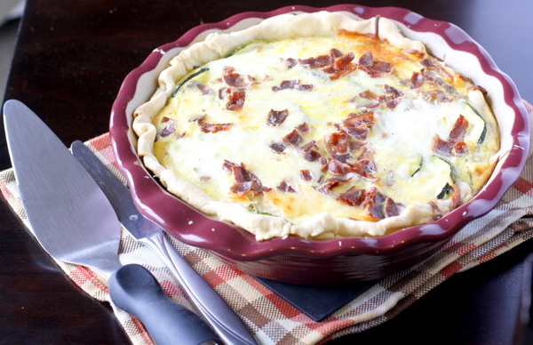 Zucchini Bacon and Mozzarella Quiche