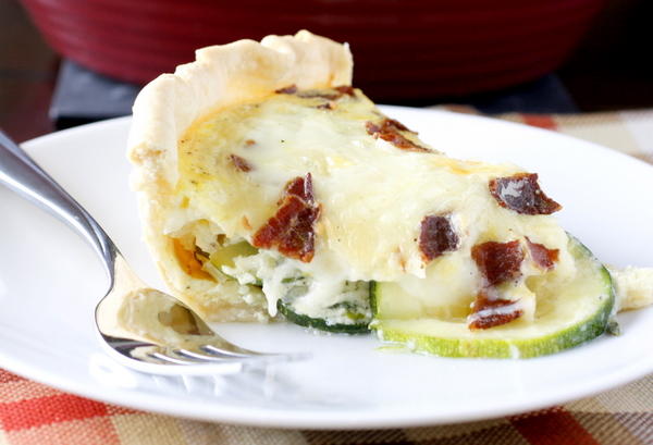 Zucchini Bacon and Mozzarella Quiche