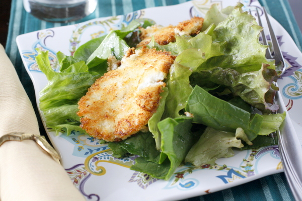 Mixed Greens with Pan-Fried Goat Cheese