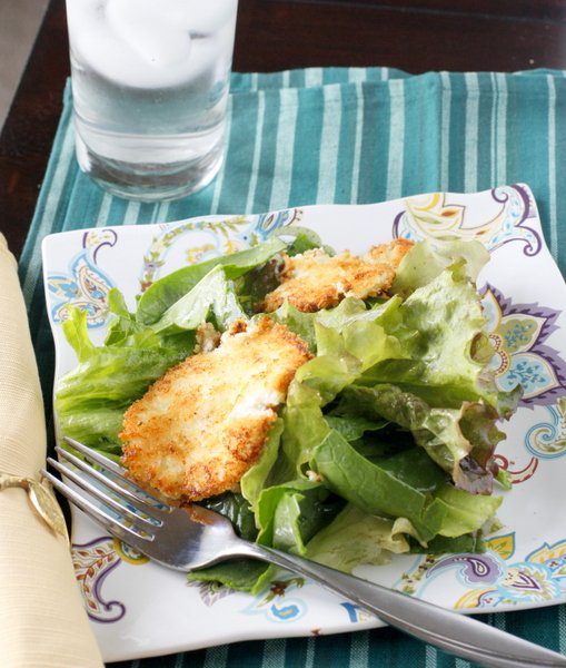 Mixed Greens with Pan-Fried Goat Cheese