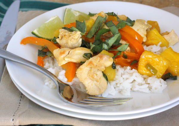 Thai Style Chicken with Basil and Pineapple