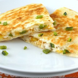 Chicken, Roasted Poblano, and Corn Quesadillas