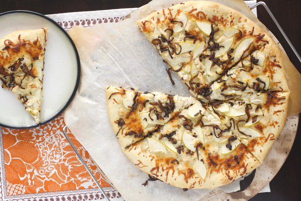 Chicken, Caramelized Onion, and Apple Pizza