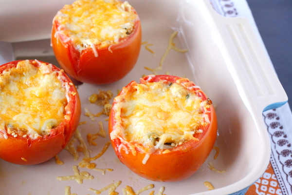 Baked Tomatoes with Quinoa, Corn, and Green Chiles