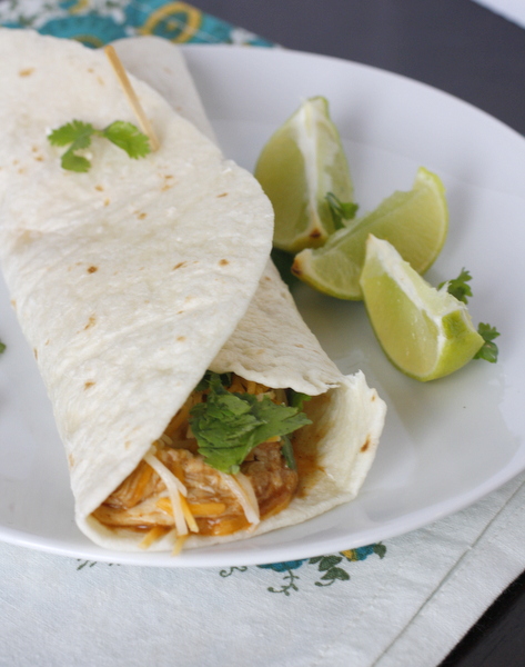 Crockpot Shredded Chicken Tacos with Cilantro and Lime