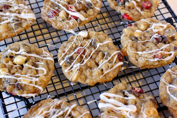 Triple Chocolate Cranberry Oatmeal Cookies