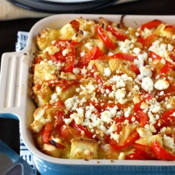 Bell Pepper and Goat Cheese Strata