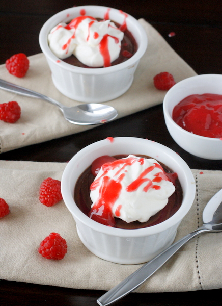 Dark Chocolate Raspberry Pots de Creme