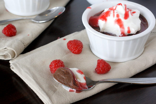 Dark Chocolate Raspberry Pots de Creme