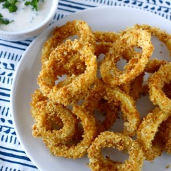 Baked Onion Rings with Chipotle Ranch Dressing