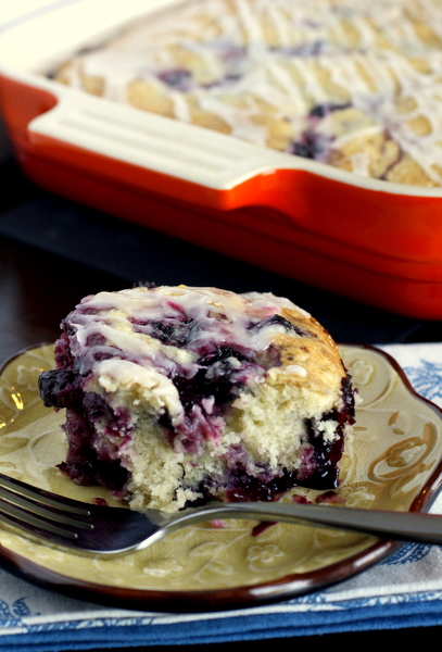 Blueberry Breakfast Cake with Lemon Glaze