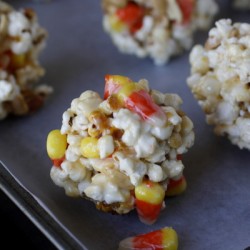 Candy Corn Popcorn Balls