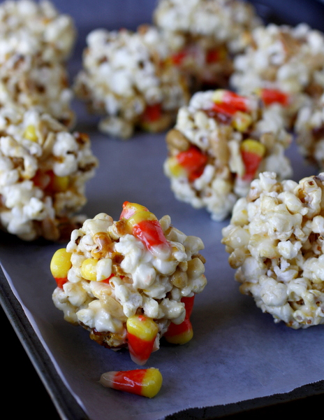 Candy Corn Popcorn Balls