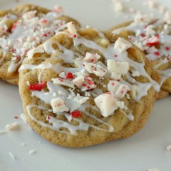 White Chocolate Chip Cookies with Peppermint Glaze