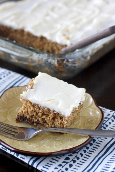 Oatmeal Chocolate Chip Cake with Cream Cheese Frosting