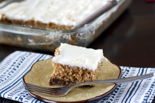 Oatmeal Chocolate Chip Cake with Cream Cheese Frosting