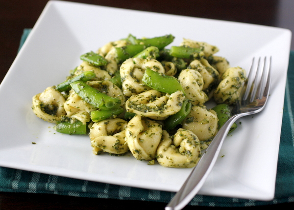 Tortellini with Snap Peas and Pesto