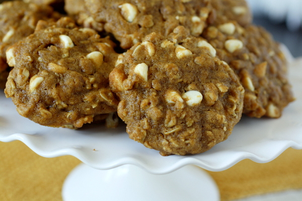 Pumpkin Oatmeal Cookies with White Chocolate Chips