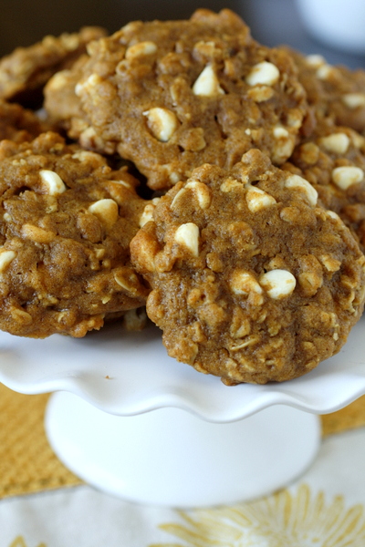 Pumpkin Oatmeal Cookies with White Chocolate Chips