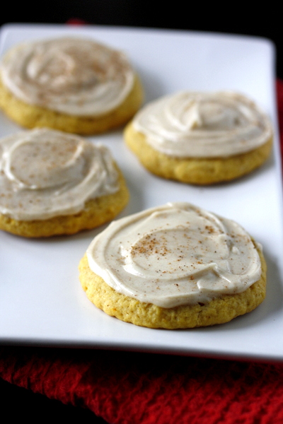 Pumpkin Sugar Cookies with Cinnamon Cream Cheese Frosting