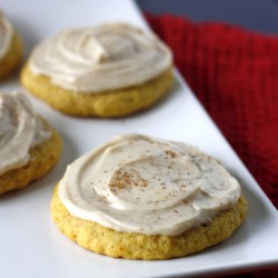 Pumpkin Sugar Cookies with Cinnamon Cream Cheese Frosting