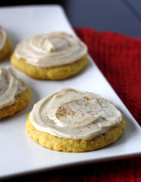 Pumpkin Sugar Cookies with Cinnamon Cream Cheese Frosting