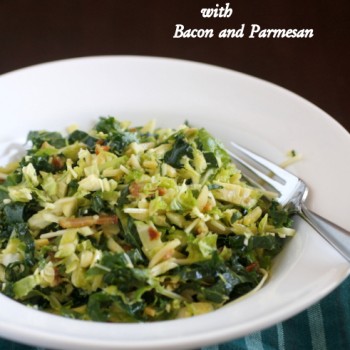 Kale and Brussels Sprouts Salad with Bacon and Parmesan