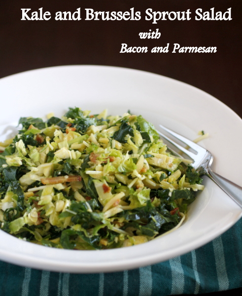 Kale and Brussels Sprouts Salad with Bacon and Parmesan
