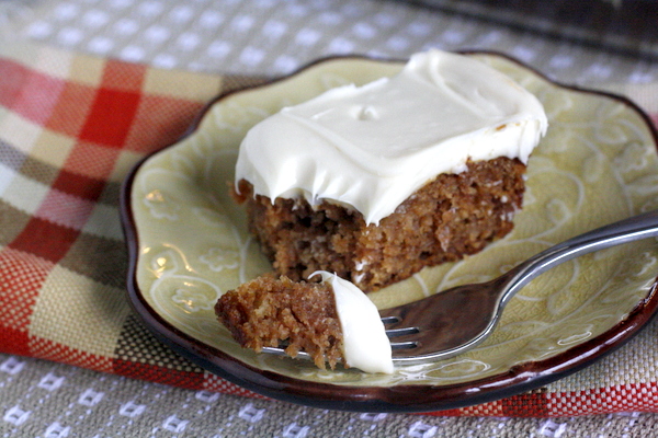 Applesauce Spice Cake with Cream Cheese Frosting