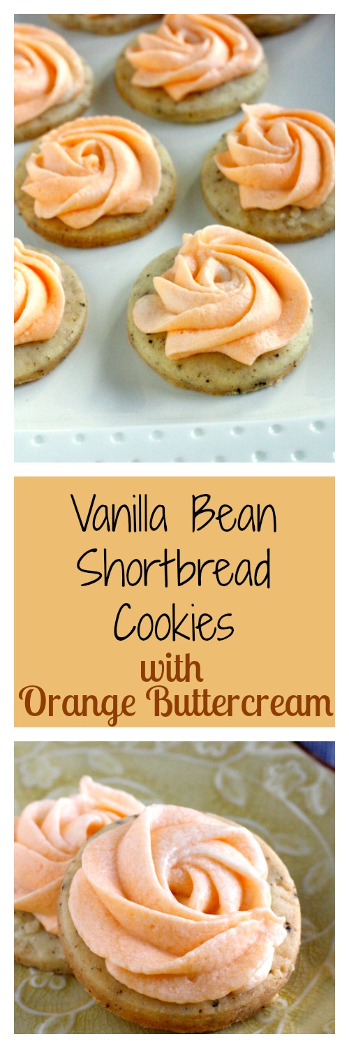 Vanilla Bean Shortbread Cookies with Orange Buttercream