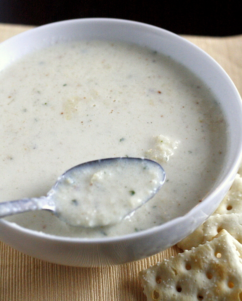 Roasted Cauliflower and White Cheddar Soup