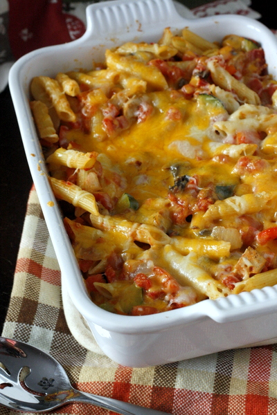 Cheesy Penne Bake with Chicken Sausage